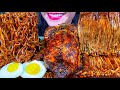 ASMR ALL BLACK BEAN FOOD: WHOLE CHICKEN, ENOKI MUSHROOMS, NOODLES, MASSIVE Eating Sounds