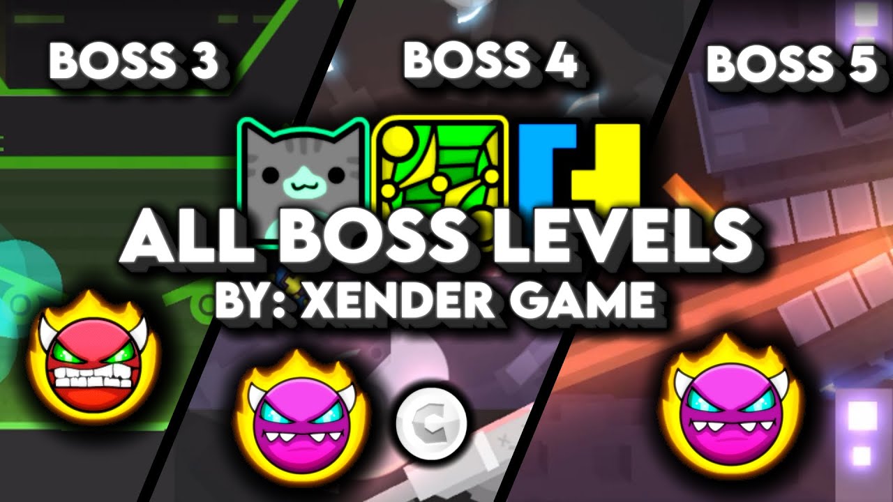 [DEMON LEVELS] Geometry Dash ALL BOSS LEVELS by Xender Game All Coins