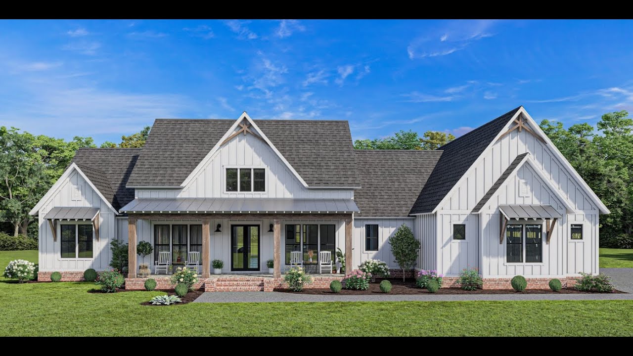 MODERN FARMHOUSE PLAN 4534-00092 WITH INTERIOR - YouTube
