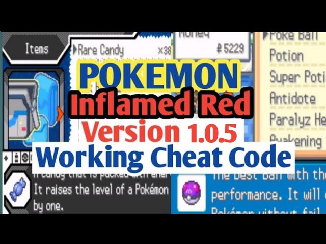 Pokemon Inflamed Red v1.0.5 Latest Cheats 