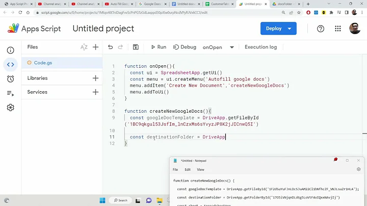 App Script Project to Auto Fill Google Docs Template from Google Sheets Data & Download it in Drive