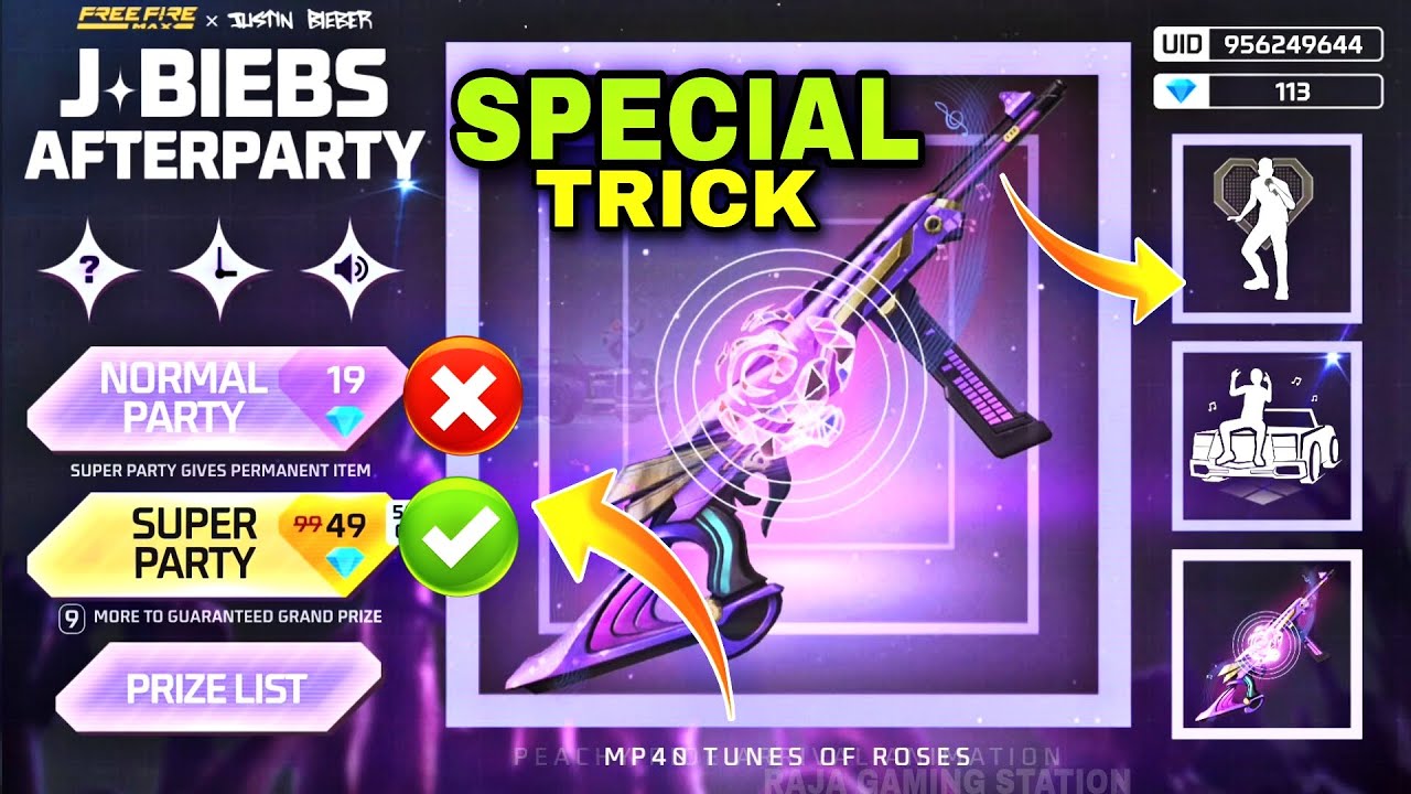 Free Fire New Event Justin Bieber | Exclusive Justin Bieber Afterparty Event | Ff New Event