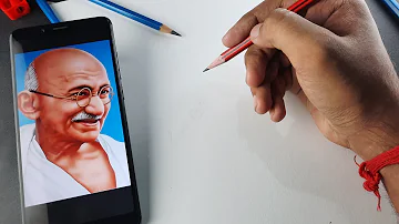 Mahatma Gandhi drawing,  Step by step Outline Tutorial