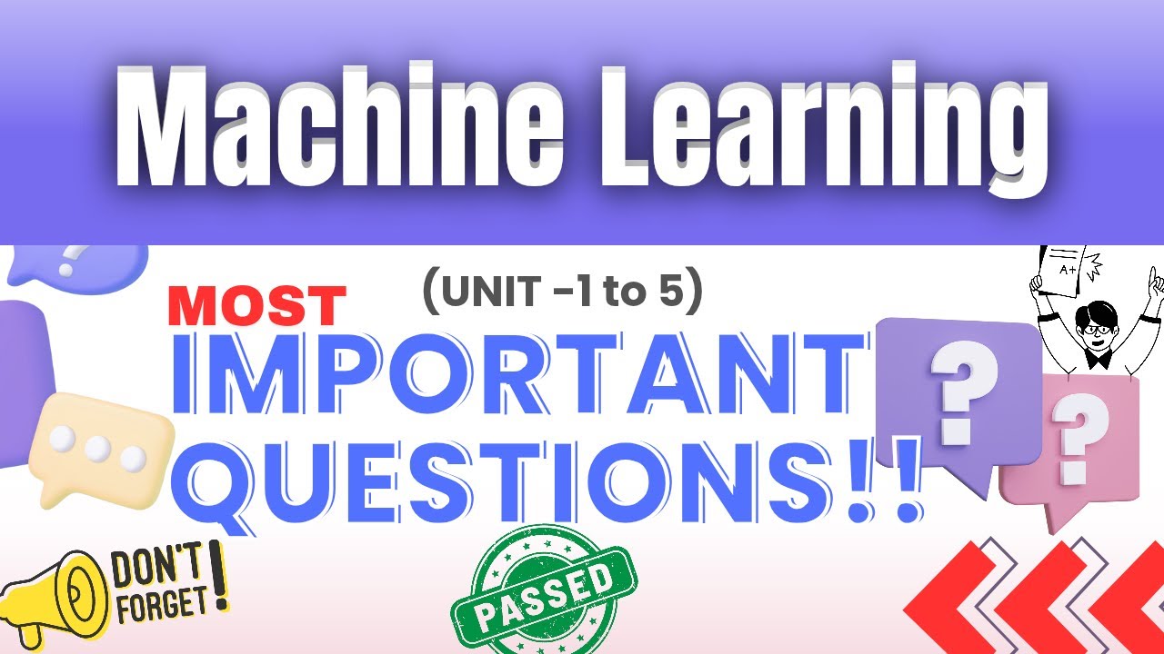 Machine Learning Important Questions Explained | RGPV - YouTube