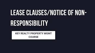 Lease Clauses and Notice of Non-Responsibility News