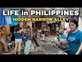Extreme hidden narrow alley in philippines  walk at upper nawasa quezon city metro manila ph 4k