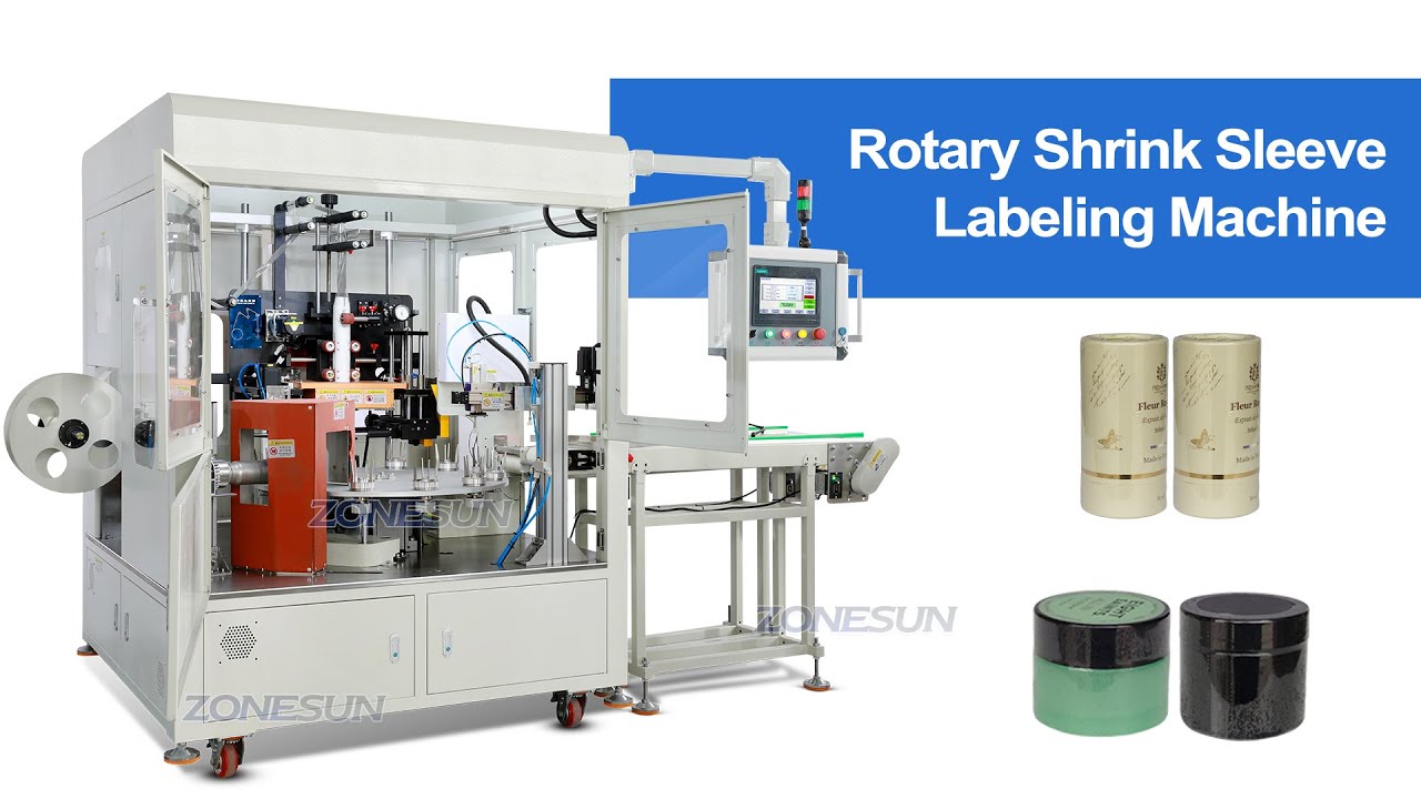 ZS-UDTB50 Rotary Cosmetic Jars Bottle Shrink Sleeve Labeling Machine