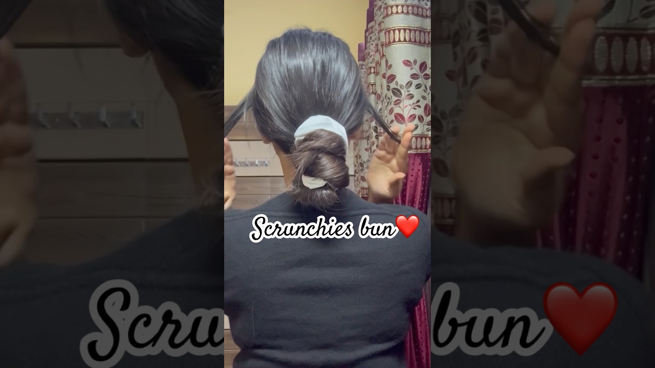 Scrunchies bun hairstyle | scrunchies bun hairstyle for long hair | scrunchies bun making