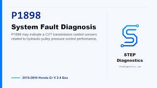 P1898: System Fault Diagnosis | 2010-2016 Honda Cr V 2.4 Gas
