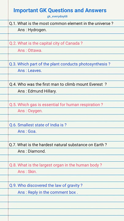 Important GK Questions and Answers in English #gk #education #history