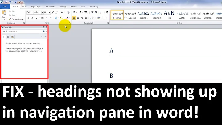 headings not showing up in navigation pane in word