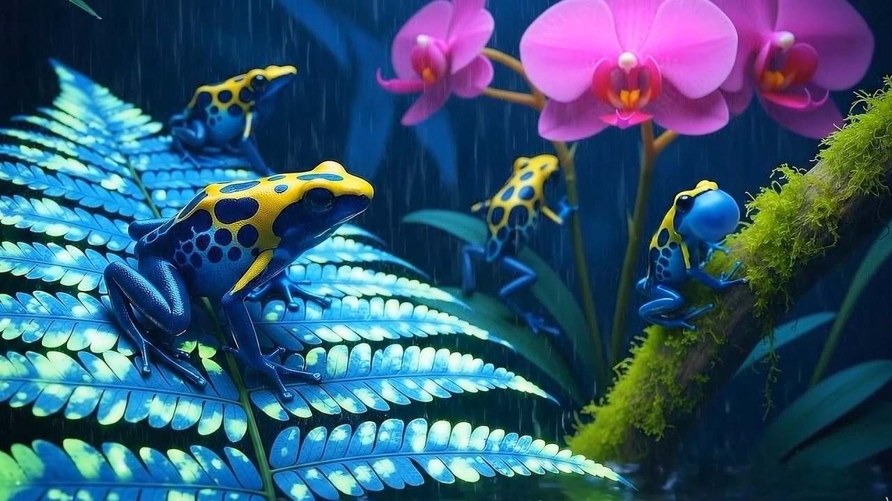 Bioluminescent Bloom (Looped) Dart Frogs & Glowing Flora for Sleep & Study - Calming Visuals