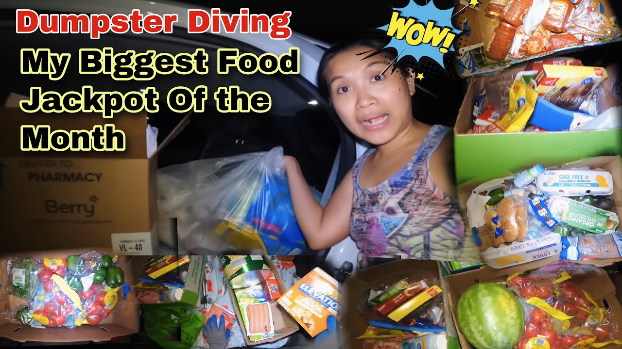 DUMPSTER DIVING MY BIGGEST FOOD HAUL OF THE MONTH FROM DUMPSTER YouTube