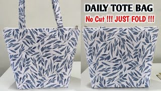 NO CUT !!! JUST ONE RECTANGLE FABRIC  PERFECT HANDBAG IS READY | How to make a tote bag with lining