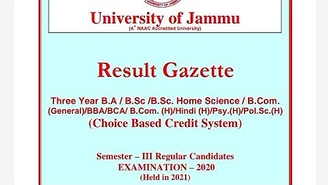 Good news UG3rd semester regular result out Jammu University||full details||check it.