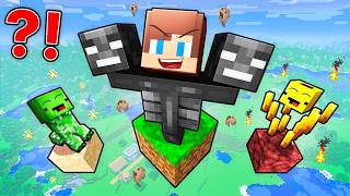JJ vs Mikey vs Friends: MOB ONE BLOCK BATTLE in Minecraft!