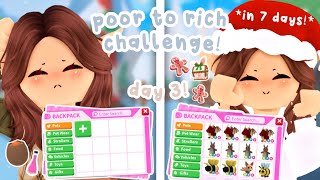 POOR TO RICH CHALLENGE DAY 3! 🤩 | Roblox Adopt Me 💚