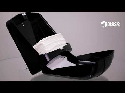 Dispenser prosoape hârtie plastic negru Meco K4B - Video