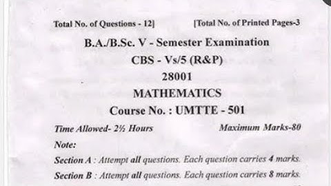 5th semester mathematics previous years question papers||jammu University||6th semester math papers.