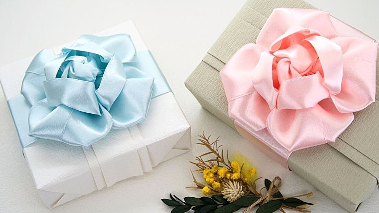 GIFT BOX WRAPPING + RIBBON FLOWER BOW DECORATION Geschenke einpacken