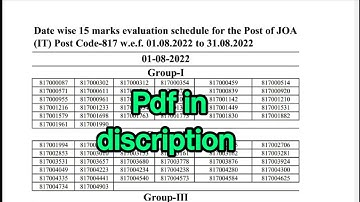 HPSSC JOA IT POST CODE 817 DV SCHEDULE OUT | DOCUMENT VERIFICATION SCHEDULE JOA 817 FROM 1 TO 31 AUG