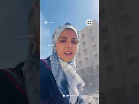 لحظة نجاه الصحفية المصورة مريم ابو دقة بعد اطلاق النار من الطيران أثناء تغطية الدمار في خان يونس