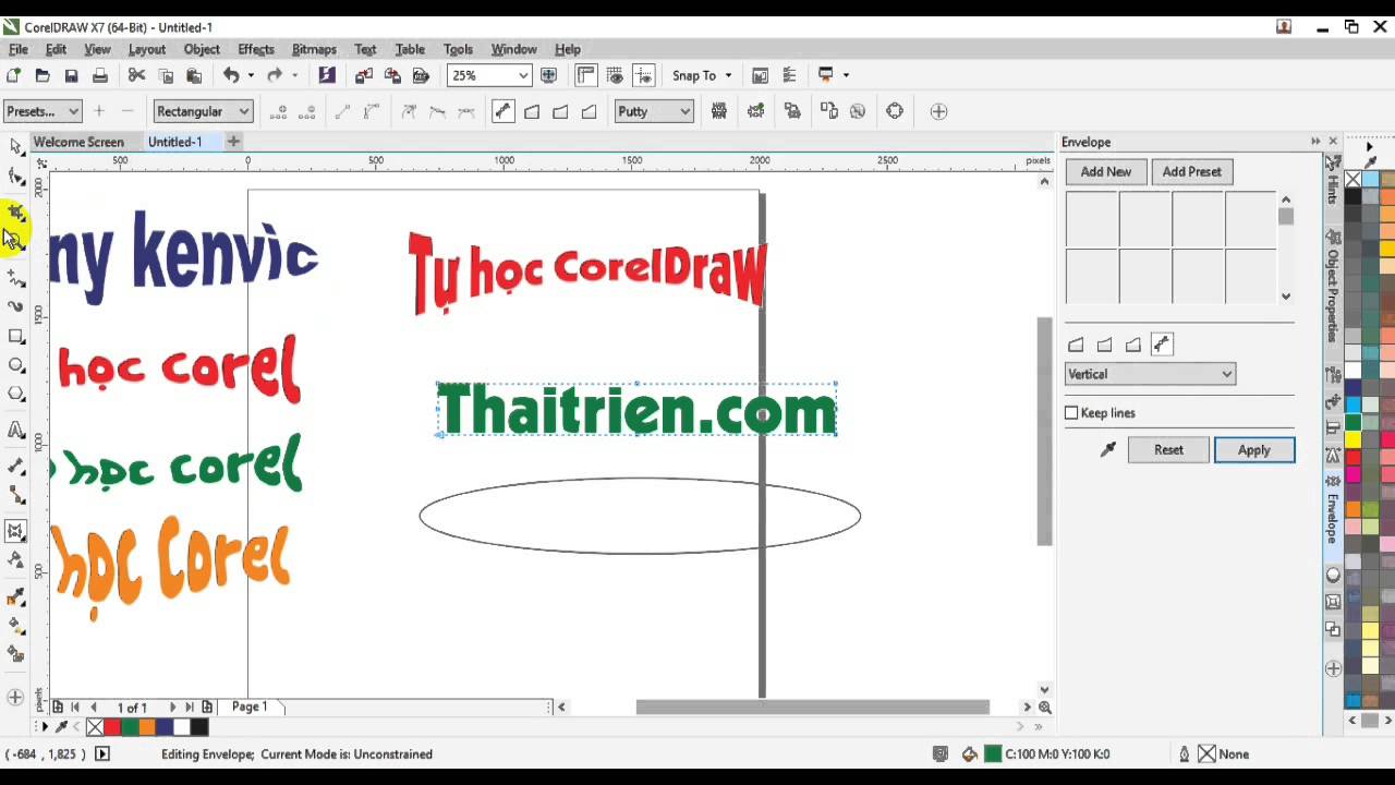 [Tự học Corel Draw X7] - Bài 24. Sử dụng Envelope cho Text - YouTube