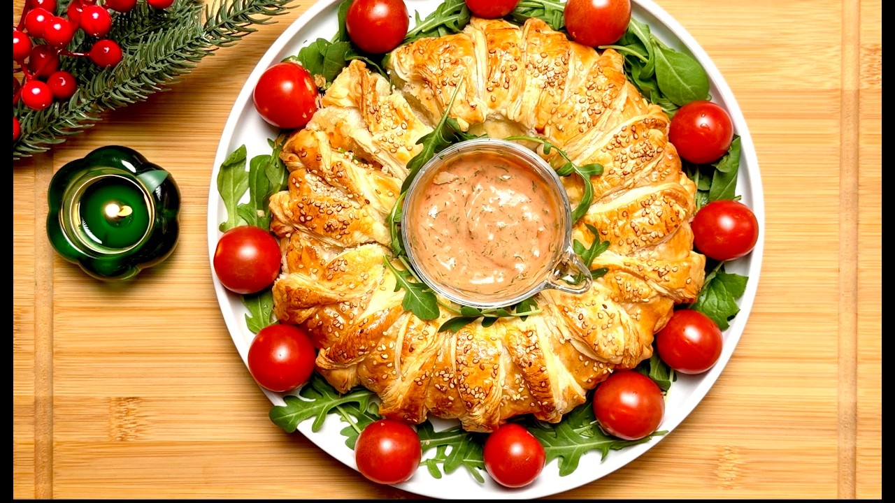 ✨ ПРАЗДНИЧНЫЙ венец из слоёного теста | Идеальная сытная PARTY-ЗАКУСКА для любого ПОВОДА 🌟