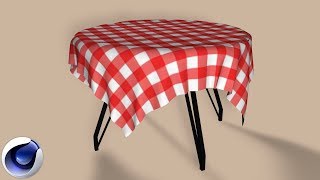 Cinema 4D R21 Animation  -  Animate a Tablecloth Falling Onto a Table