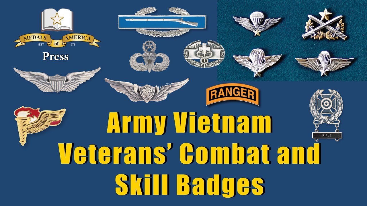 Army Combat  Skill Badges Awarded Vietnam Veterans To Include Arvn Airborne And  Ranger Badges.