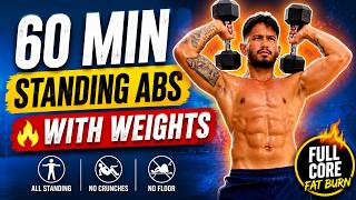 60 MIN Standing Abs With Weights 💪 Full Core Fat Burn | No Crunches, No Floor