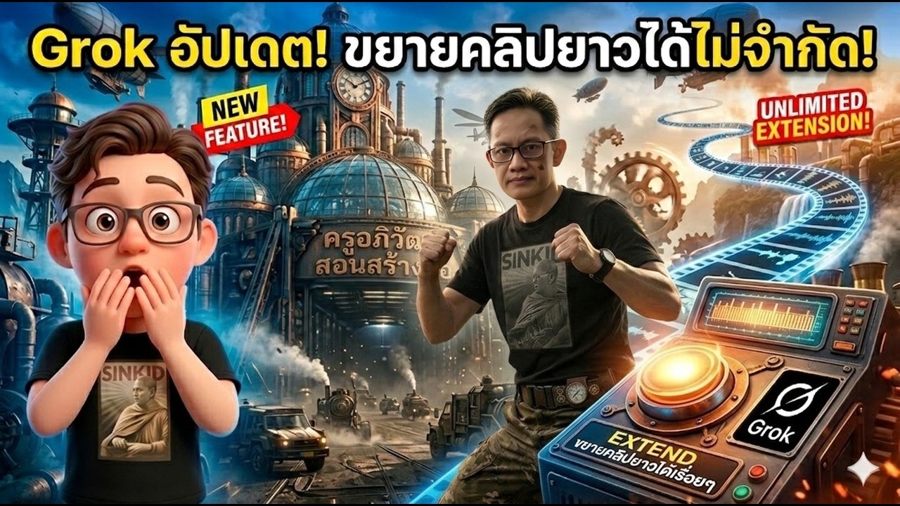 ทำคลิปยาวด้วย Grok อัปเดตใหม่ล่าสุด มีปุ่ม Extend ขยายคลิปให้ยาวได้เรื่อยๆ