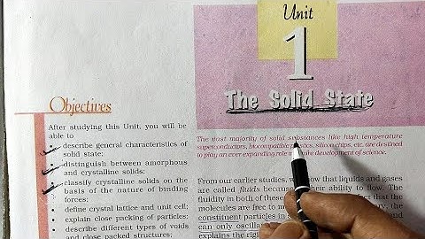 Class 12 Chemistry Chapter 1 The Solid State Part 1 NCERT Hindi  2021-2022
