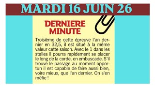 DERNIÈRE MINUTE PYRAMIDE DES CHANCES PRIX DU DOCTEUR ROGER SIMON MARDI 16 JUIN 26