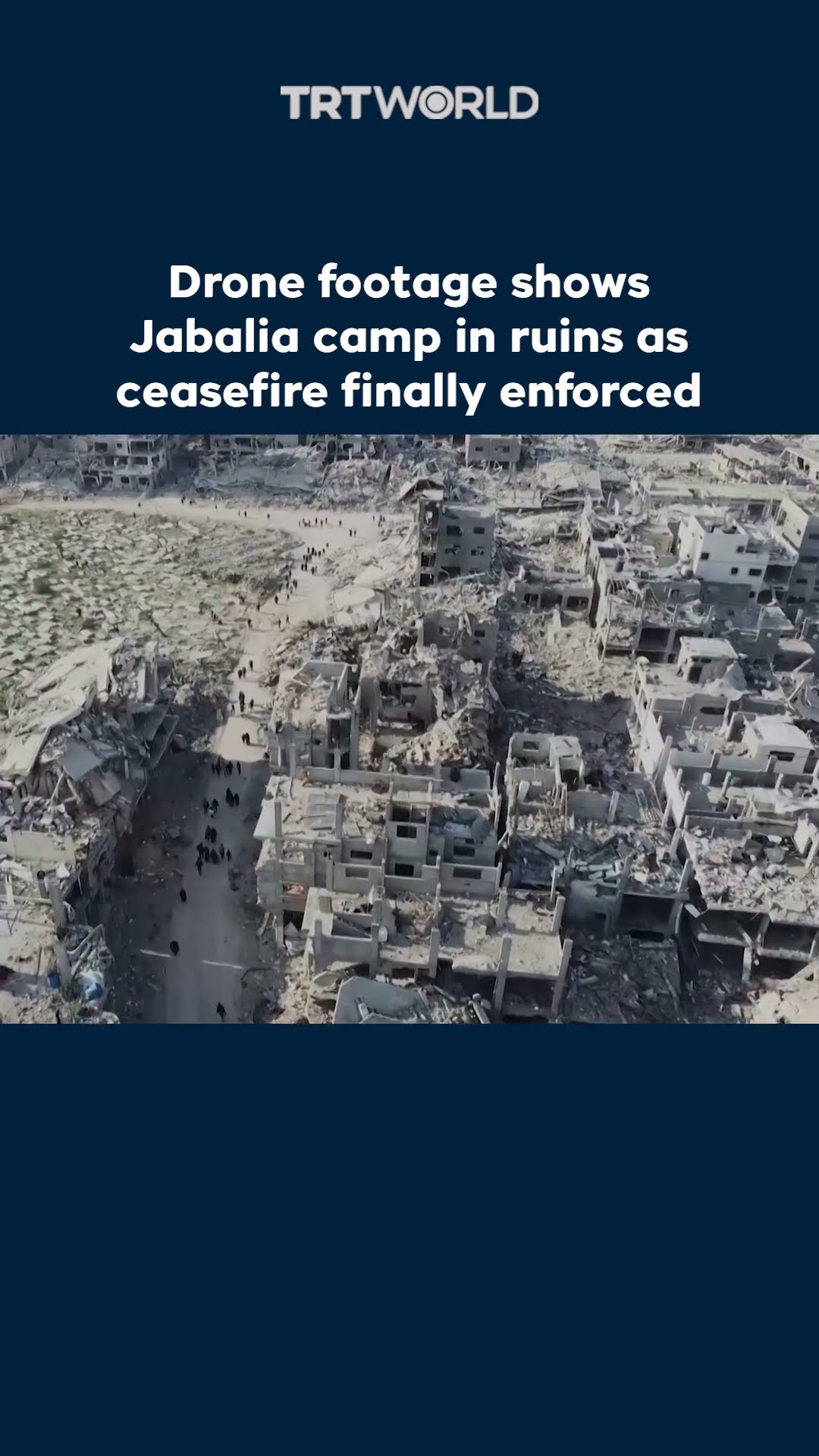 Drone footage shows Jabalia camp in ruins as ceasefire finally enforced