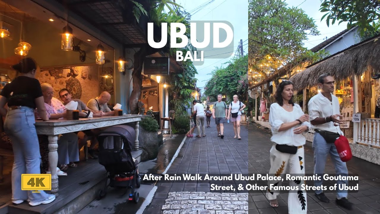 UBUD, Bali After Rain Walk Around Ubud Palace & Romantic Goutama Street | Bali Walking Tour 4K/60fps