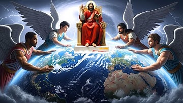 Les quatre anges de l’Apocalypse qui se tiennent aux quatre coins de la Terre. Jugement final