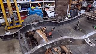 Totalled square body's replacement chassis getting ready for paint