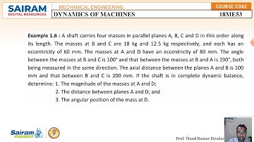 Lecture Video 6_18ME53_Module 2_Problems on Balancing of Rotating masses_Vinod Biradar