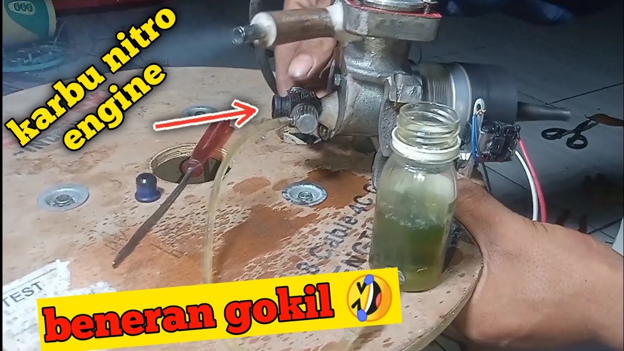 mesin mini 2 tak dari kompresor kulkas jadi gokil paKai karbu NITRO ENGINE