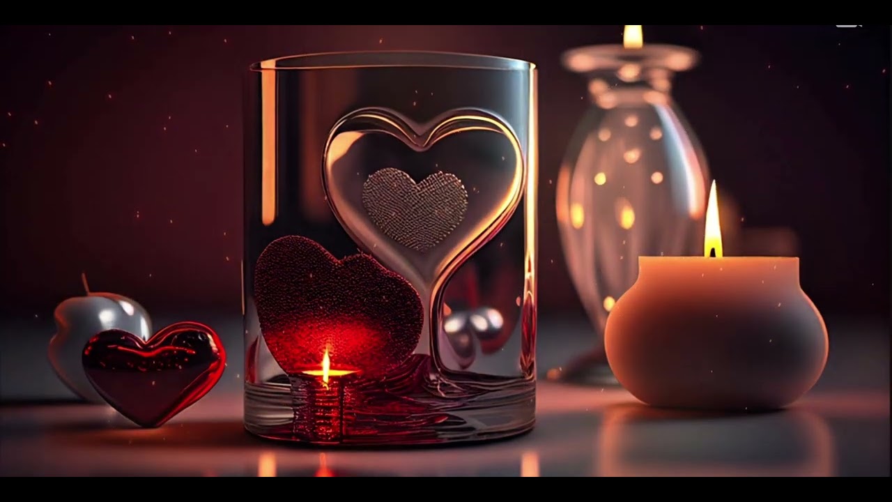 Infinite loop 1h Valentines Day heart candle Background video