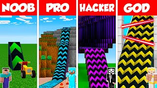 Minecraft Battle: NOOB vs PRO vs HACKER vs GOD: SUPER RAMP SPRINGBOARD BUILD CHALLENGE / Animation