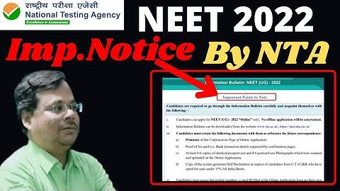 NTA Official Impo.Notice (NEET 2022) for Application Form Fill Up | Don