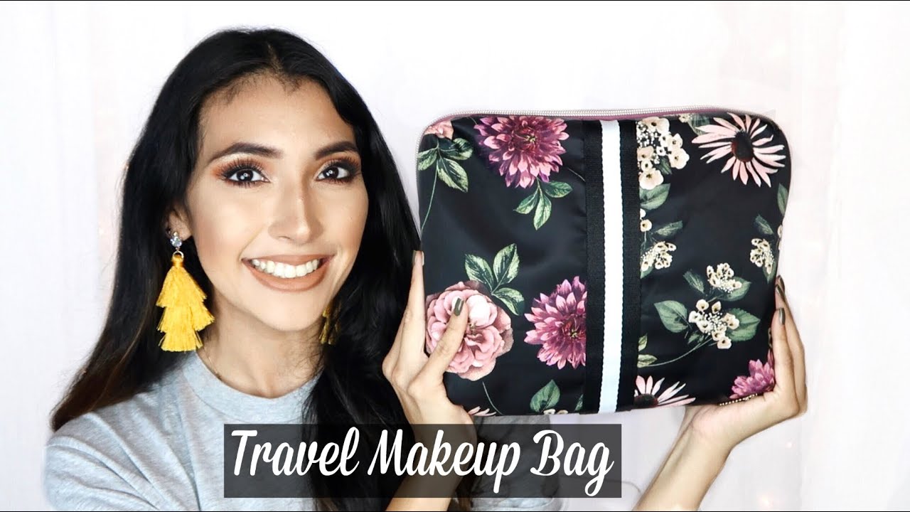 MY TRAVEL MAKEUP BAG + PACK WITH ME !!