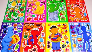[ToyASMR] Decorate Sticker Book Dress Up Elmo Characters Big Bird,Emie,HerryMonster,Bert,OscarGrouch
