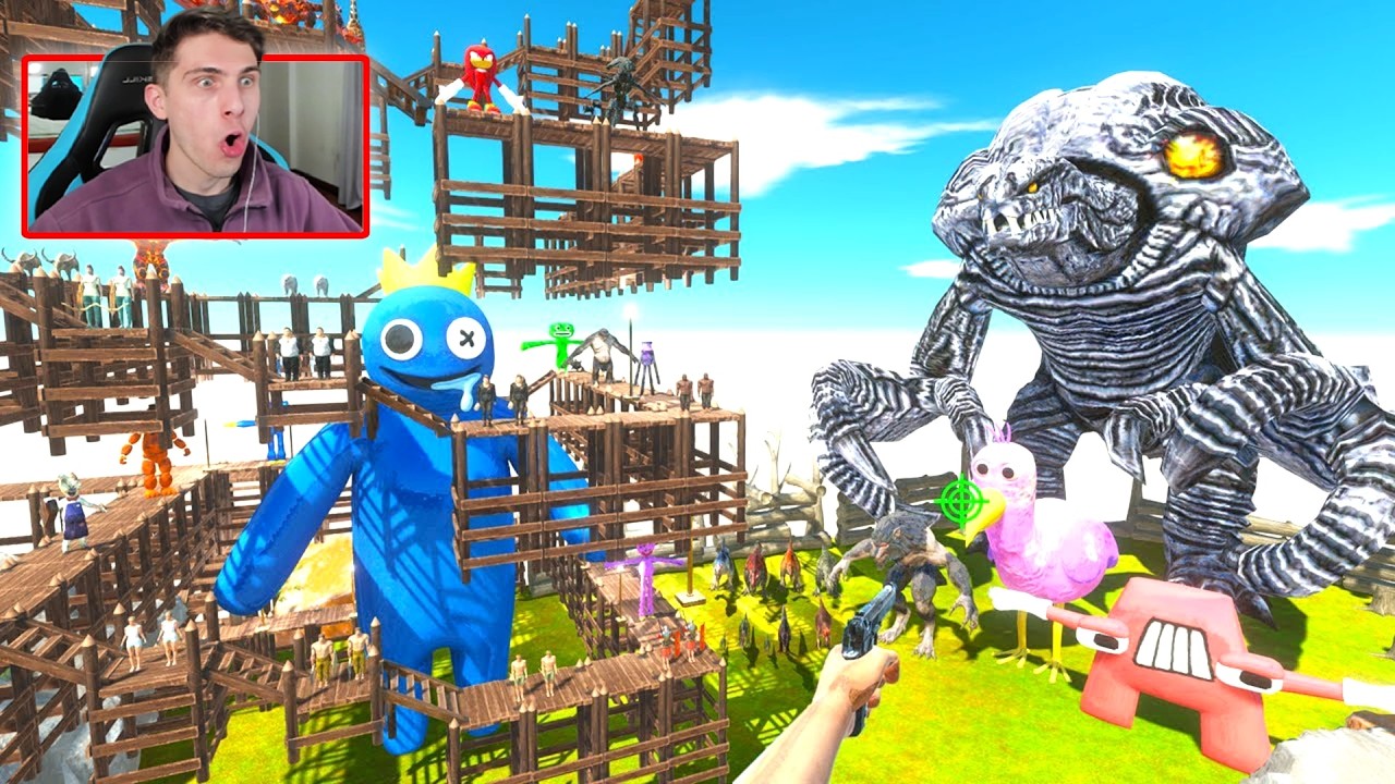 PARKOUR ZIGZAG RESCATE BLUE Y CAZANDO A ORGA MONSTRUO - ANIMAL REVOLT BATTLE SIMULATOR
