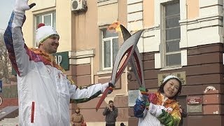 邦人女性が聖火リレー 極東ウラジオストク