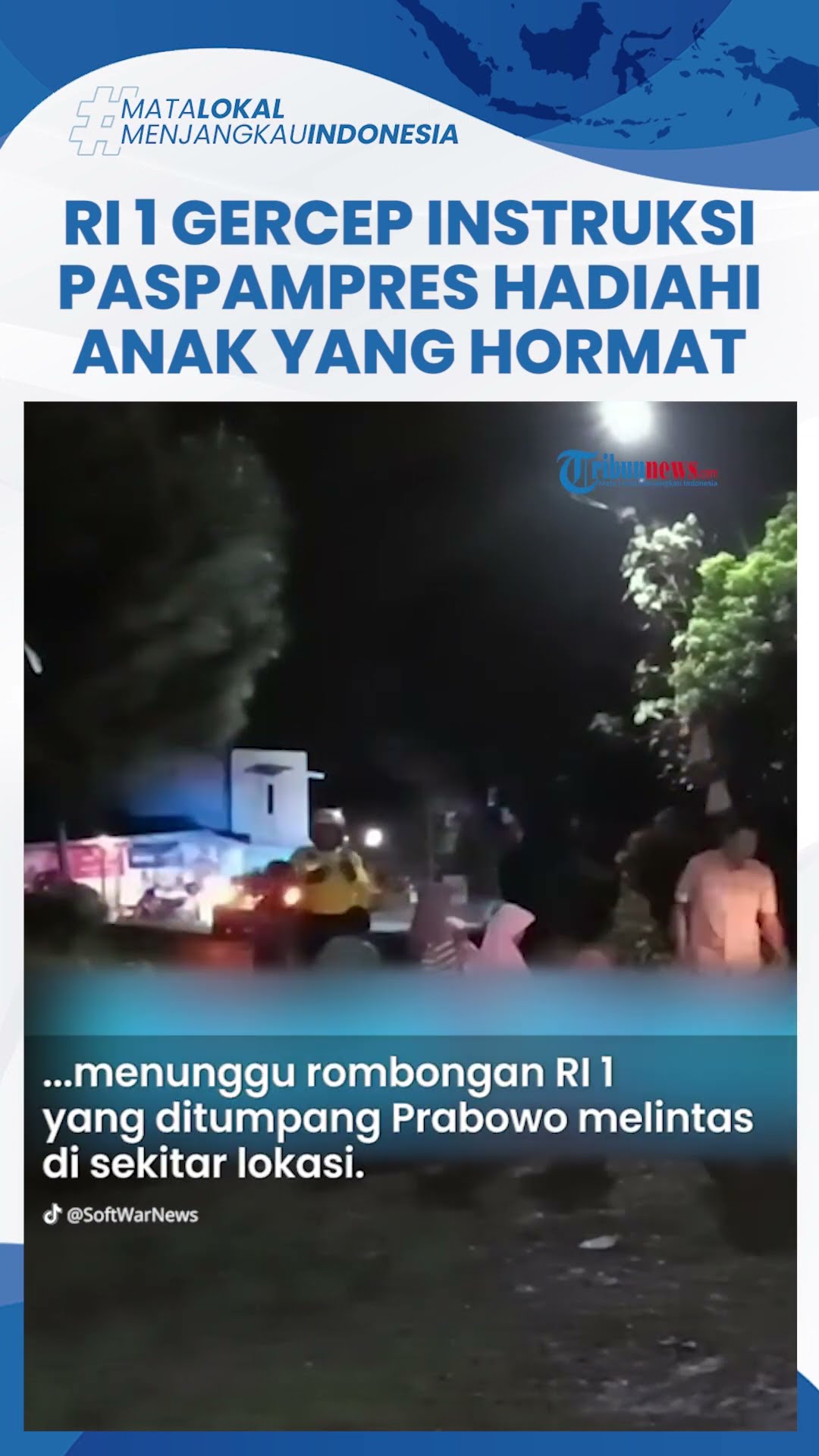 Momen Paspampres Turun Beri Hadiah ke Anak-anak yang Hormat ke Iring-iringan Prabowo