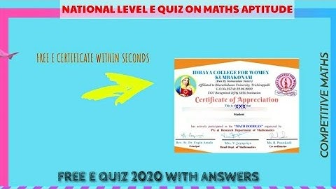 Free E quiz 2020 with answers - Free E quiz with free E certificate-National Level Free online quiz