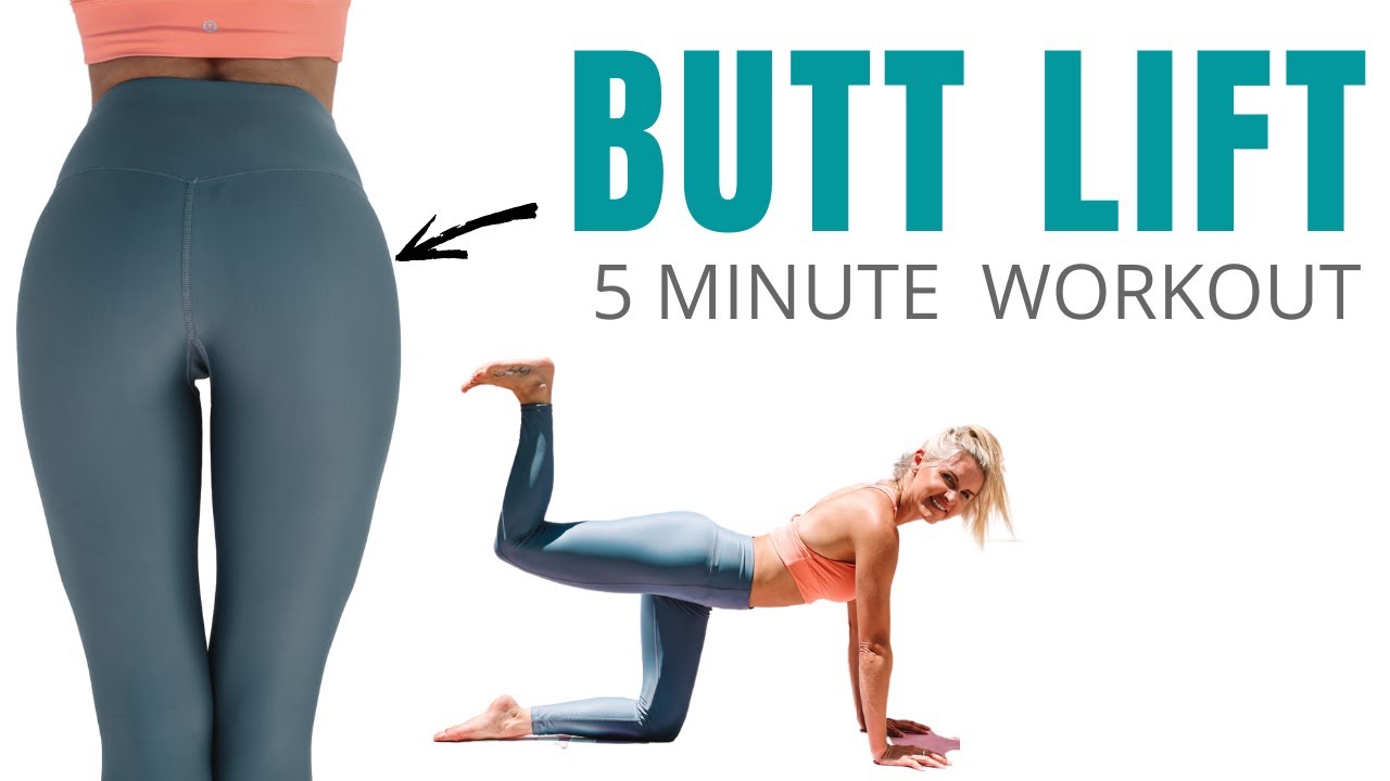 5 Min Butt Lift Workout No Squats Or Equipment Youtube